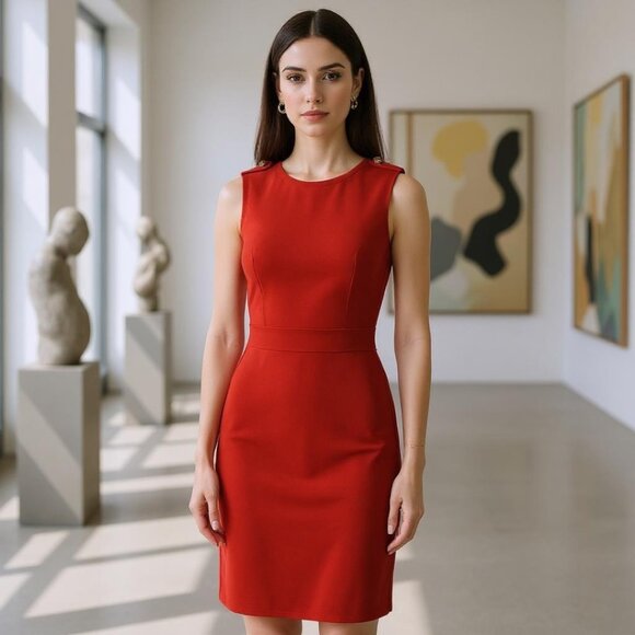 Tory Burch Scarlet Sleeveless Midi Dress - Picture 1 of 5